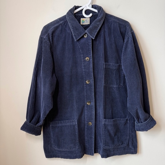 Great Lakes Country Jackets & Blazers - Vintage corduroy chore utility coat button up patch pockets classic navy blue